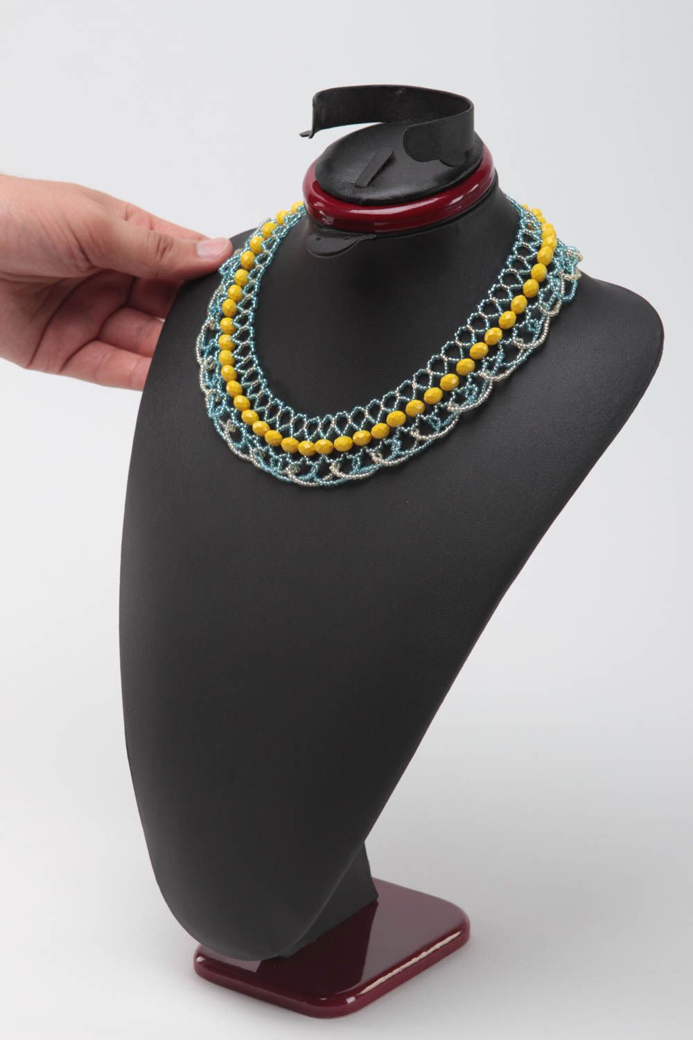 Handmade Damen Collier Rocailles Kette Halsketten Damen Halsketten Frauen gelb foto 5