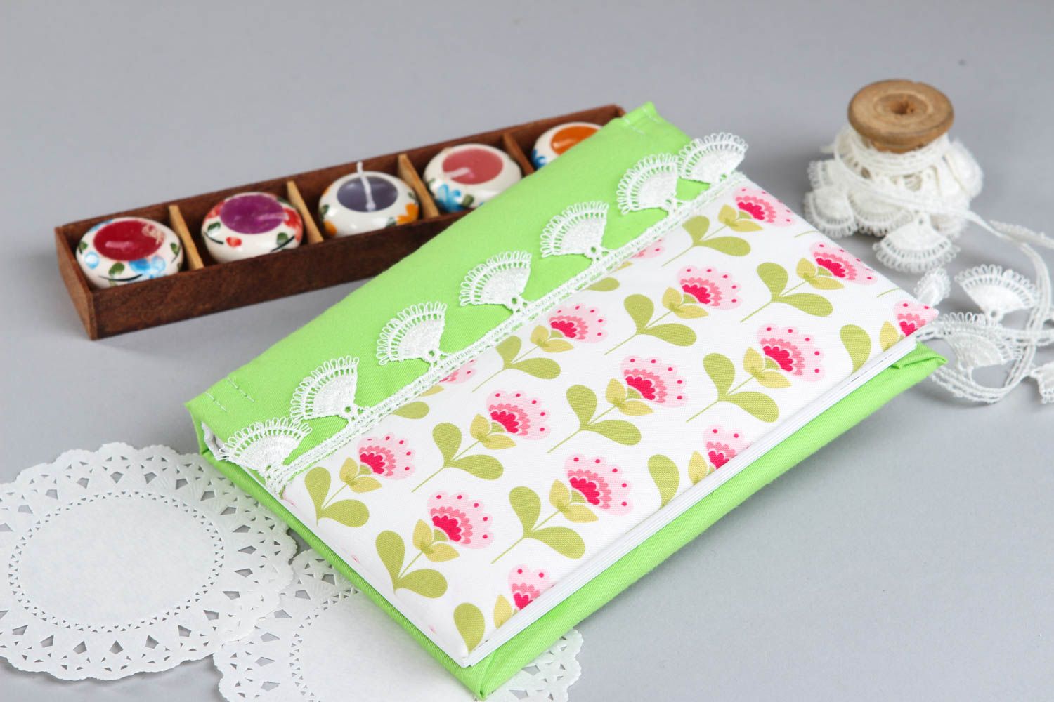 Handmade beautiful designer notebook diary with textile cover unusual present photo 1