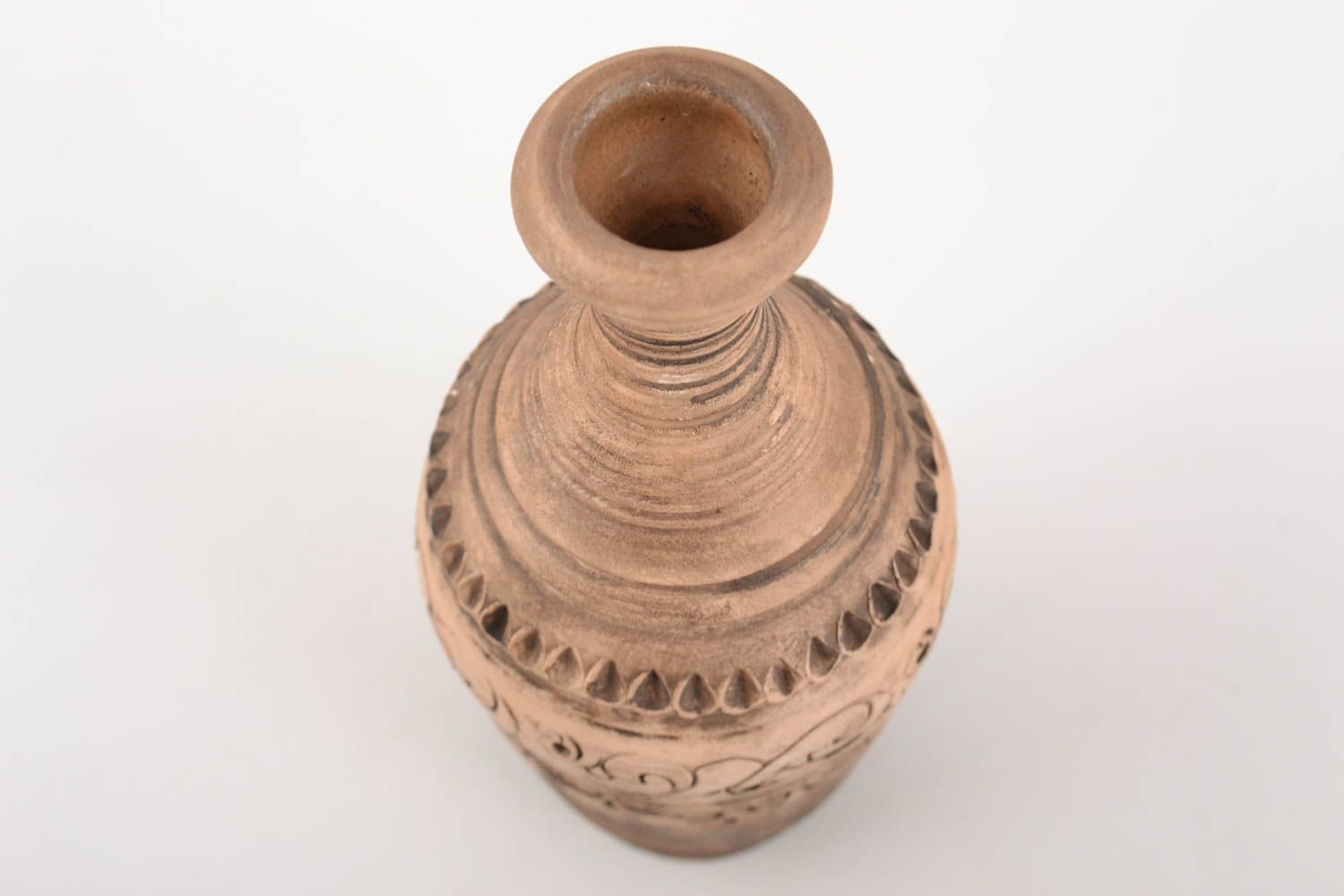 15 oz ceramic bottle shape ceramic pitcher carafe made of white clay 0,9 lb photo 3