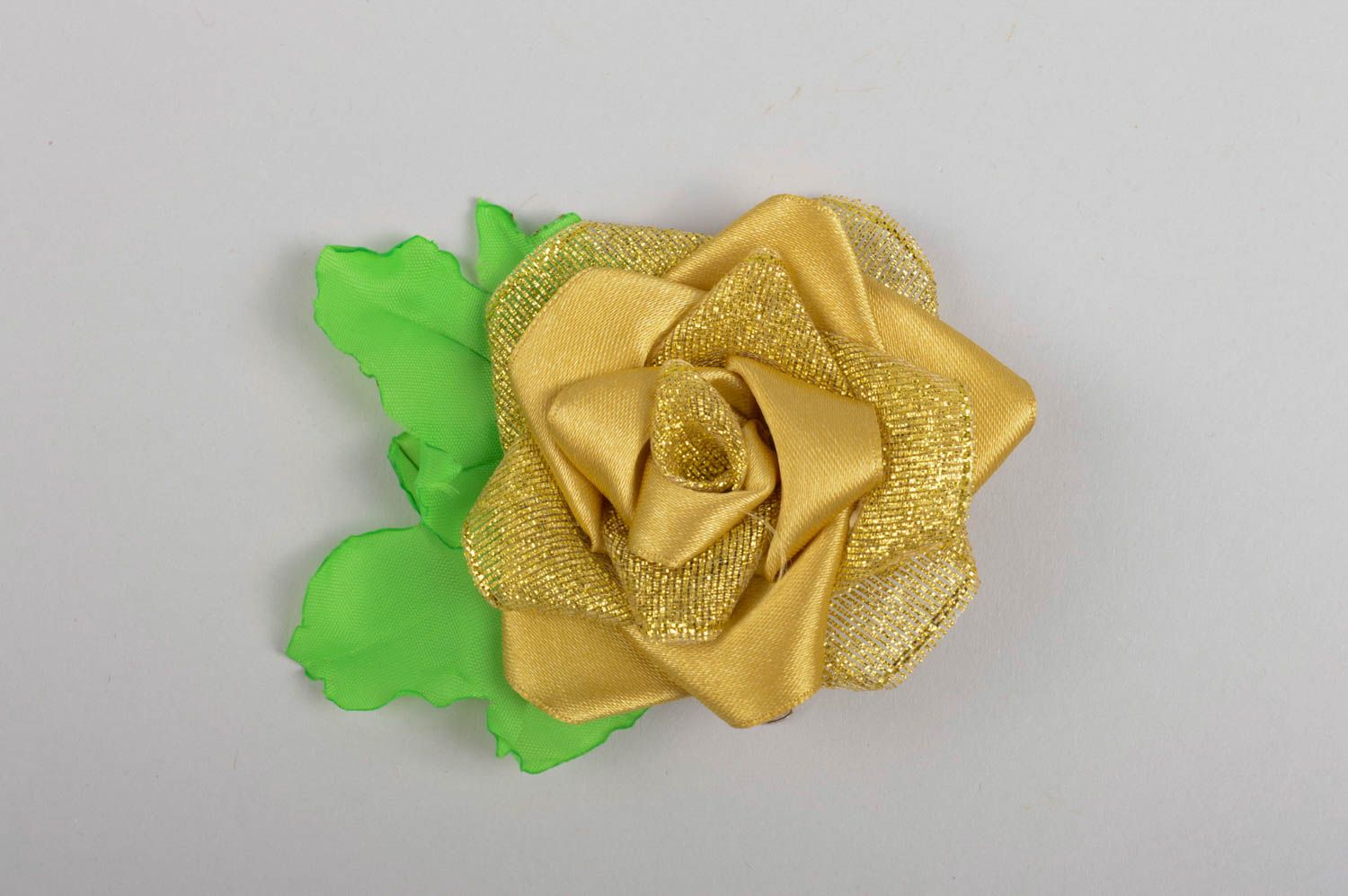 Goldfarbene Blume Haarspange handgemachter Schmuck Accessoire für Mädchen grell  foto 5