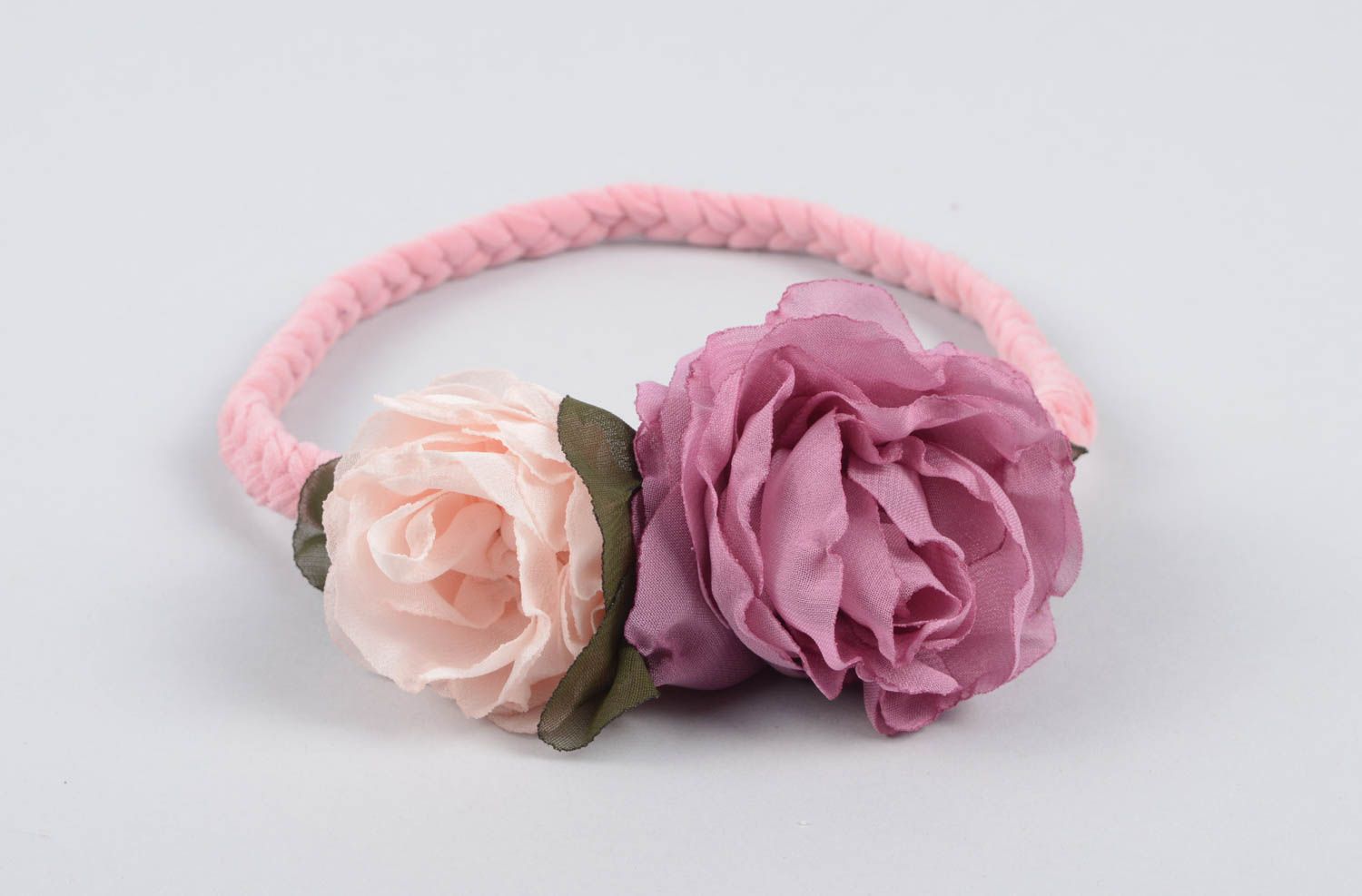 Handgefertigt Haarband mit Blume Designer Schmuck Haar Accessoire in Rosa foto 1