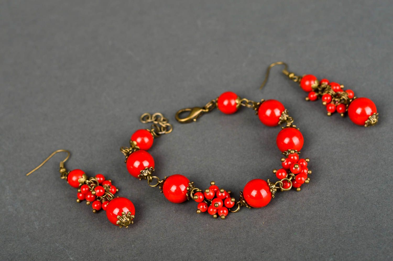 Beautiful handmade beaded earrings bracelet designs artisan jewelry set photo 5