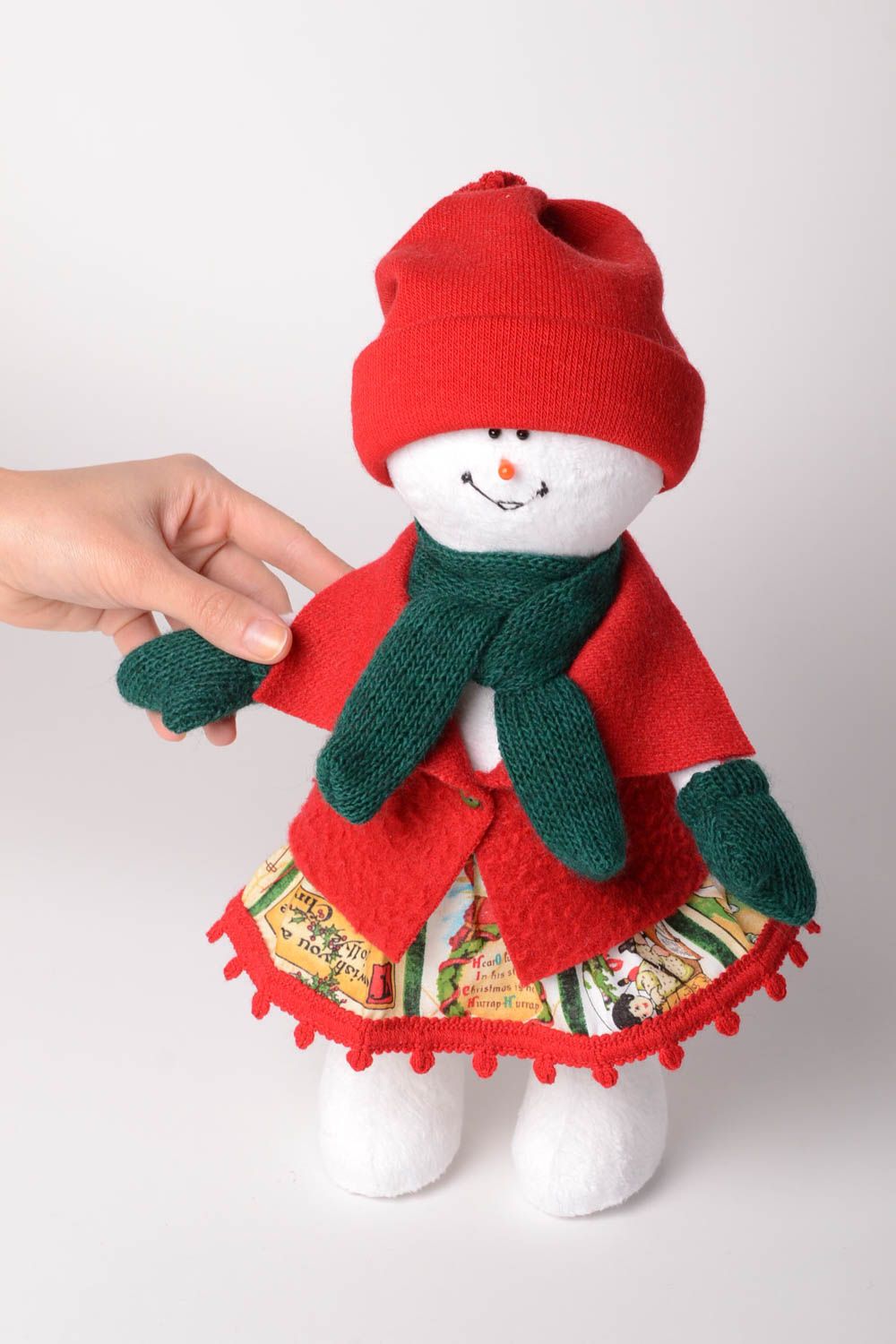 Designer handmade toy unusual Christmas decor stylish beautiful snowman photo 2