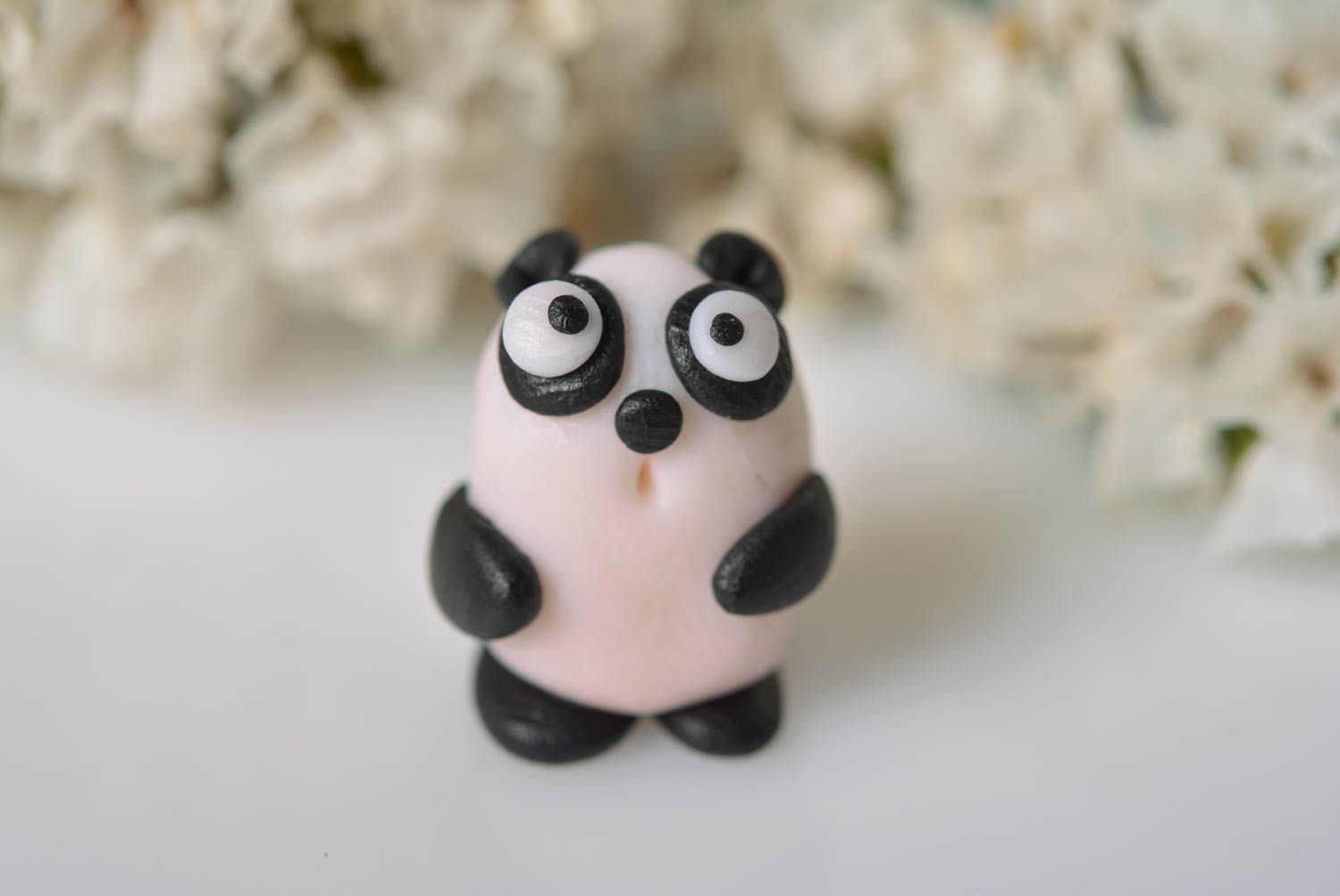Handmade ceramic figurine stylish clay statuette cute panda toy for kids photo 1