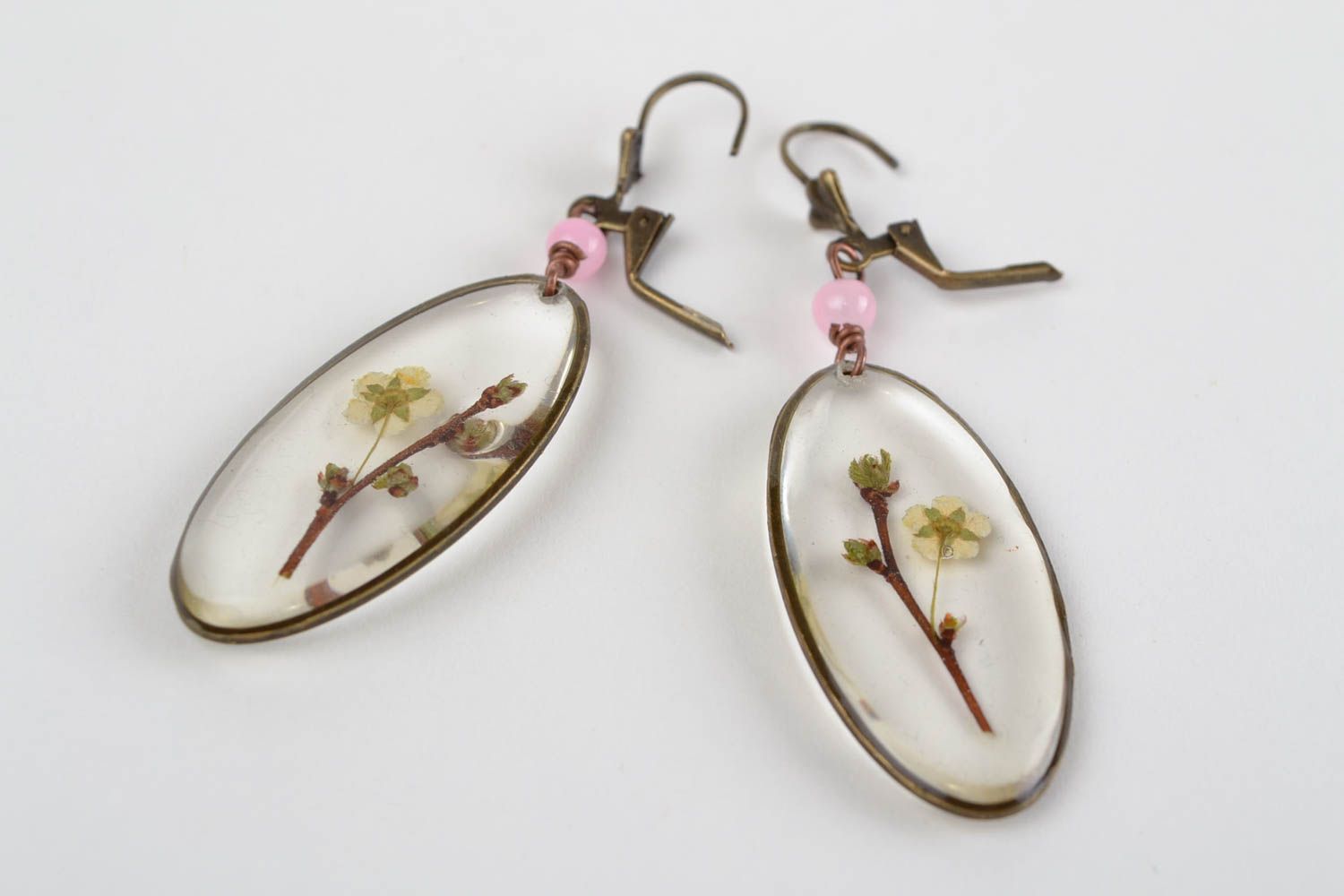 Handmade transparent earrings stylish beautiful accessory oval earrings photo 10