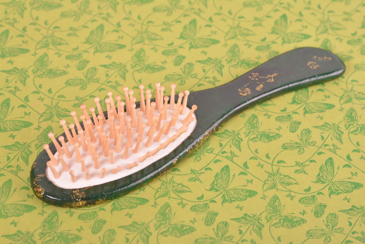 Decoupage hair comb handmade hair brush massage hair brush hair accessories photo 1