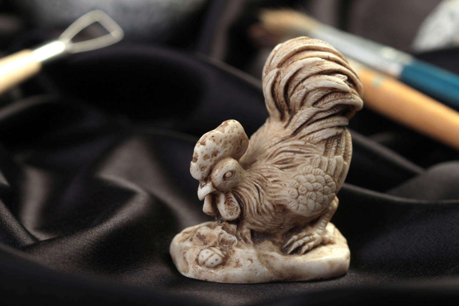 Handmade figurine made of marble small rooster statuette stylish home decor photo 1