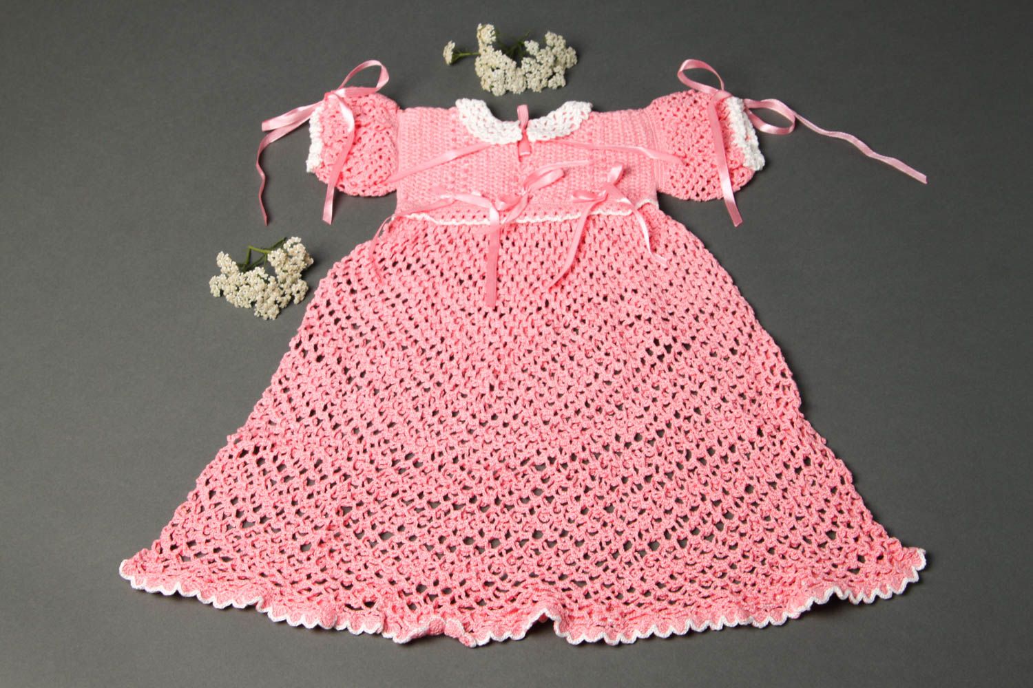 Gehäkeltes Kleid handmade festliches Mädchenkleid Kleidung für Mädchen rosa zart foto 1