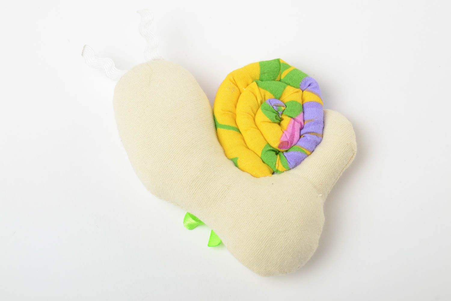 Handmade soft fabric toy snail for baby beautiful bright calico present for children photo 3