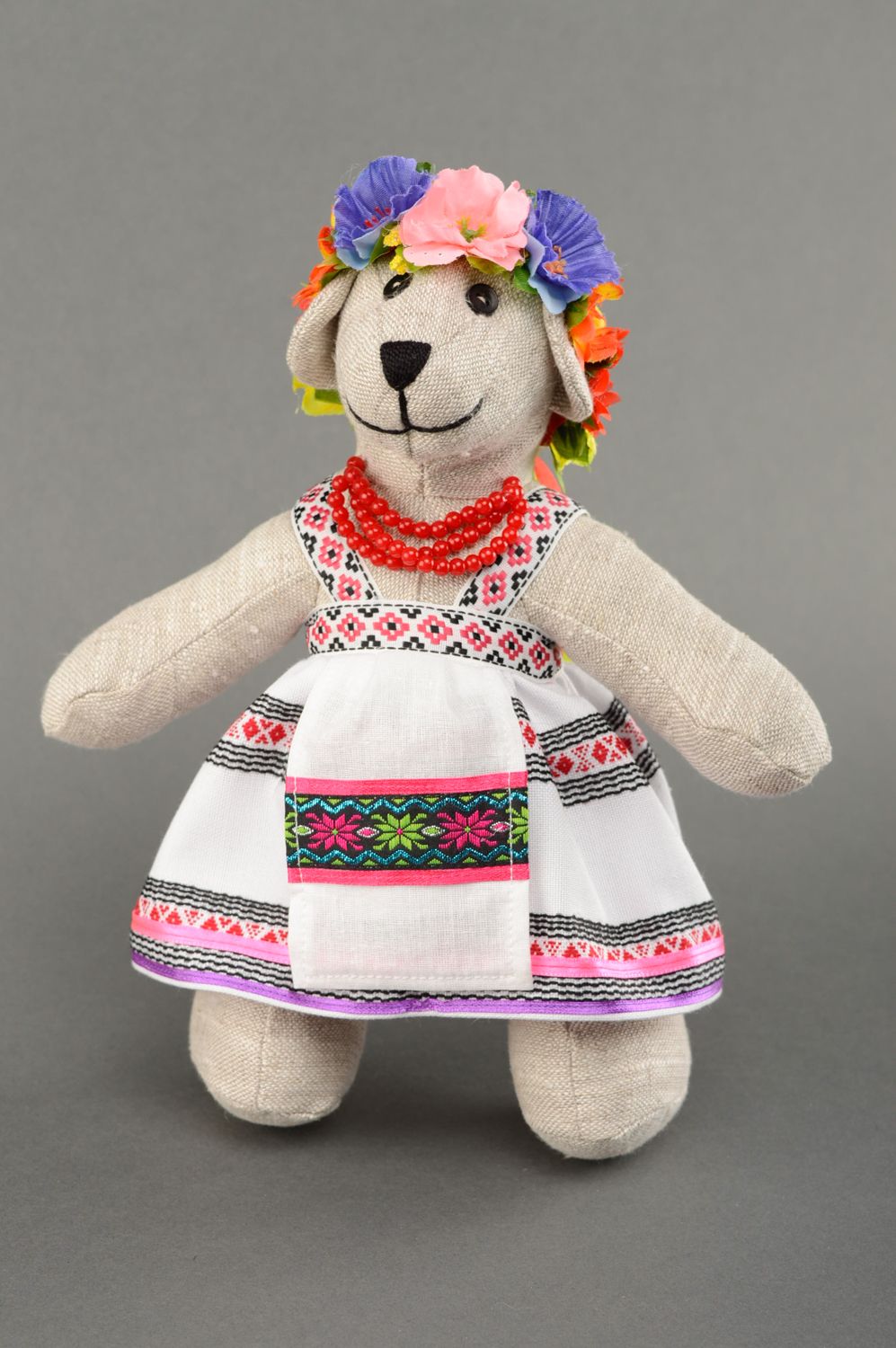 Handmade designer fabric doll Ukrainian Bear photo 1