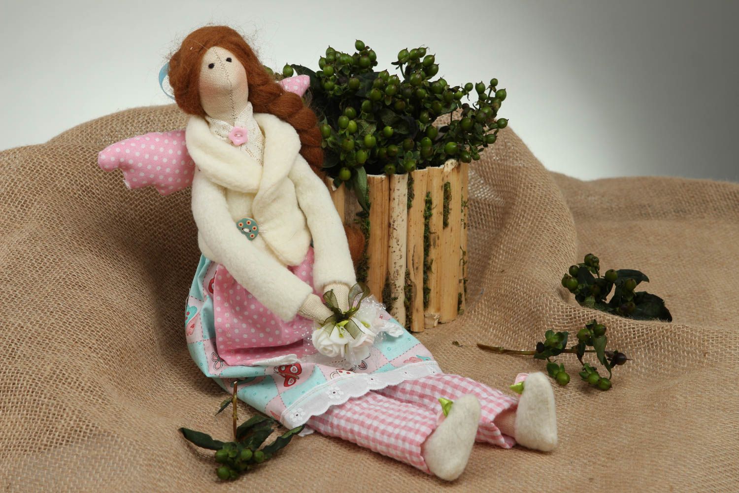 Juguete artesanal de algodón muñeco de peluche decorativo regalo original foto 1