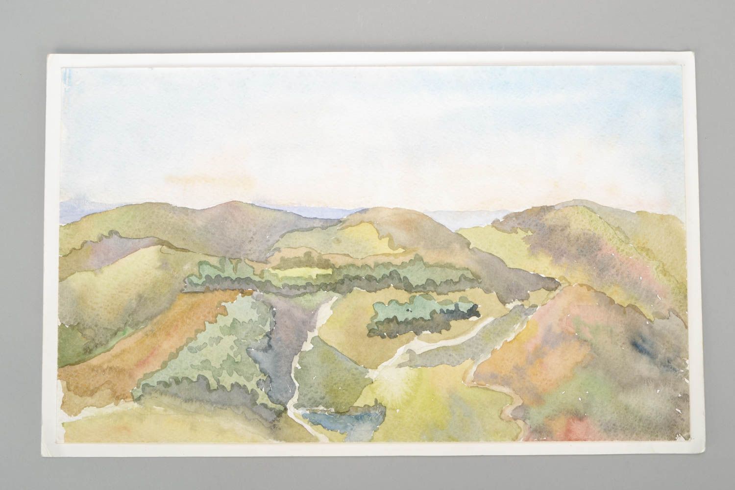 Watercolor painting Hills photo 2