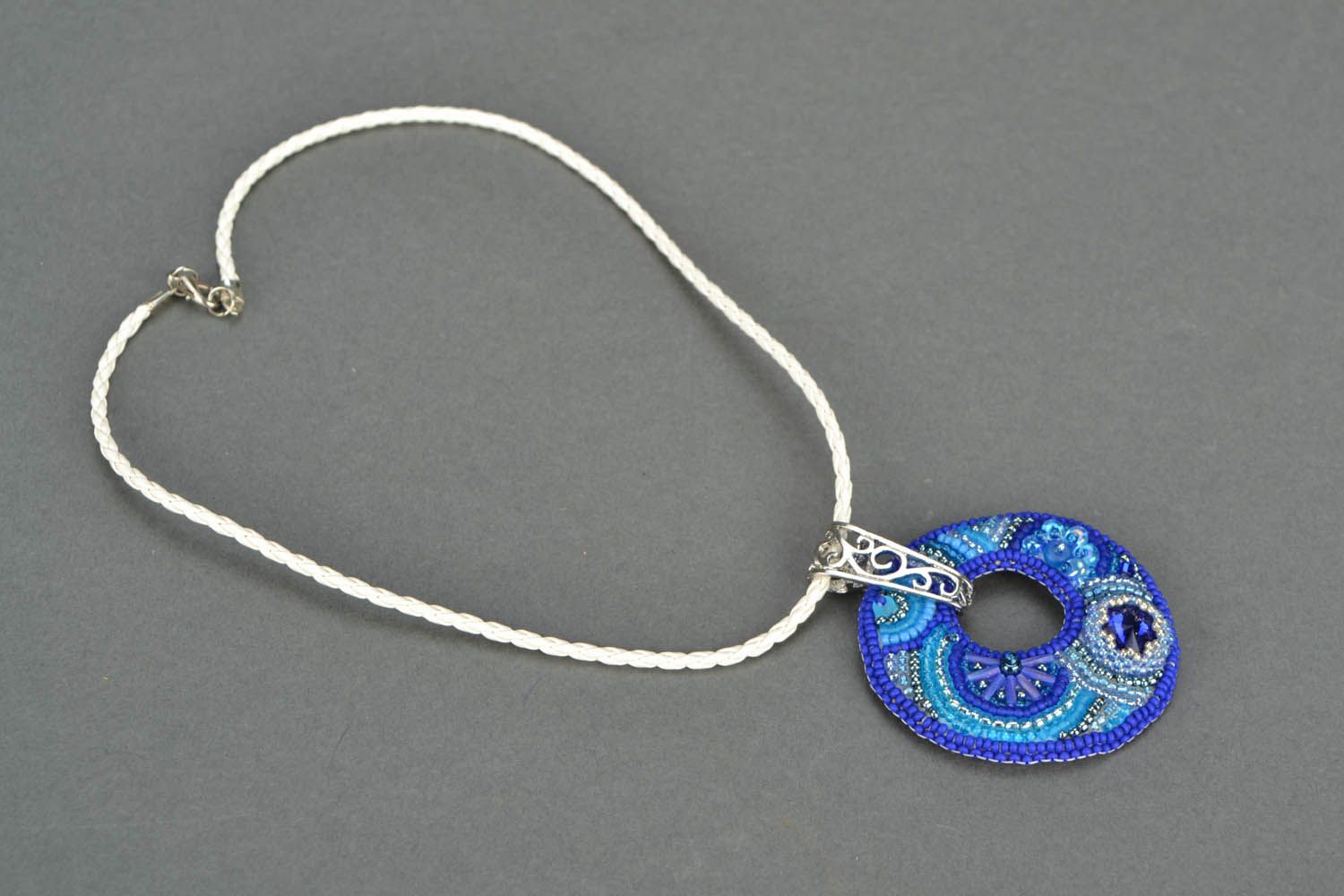 Handmade beaded necklace Blue Dreams  photo 5