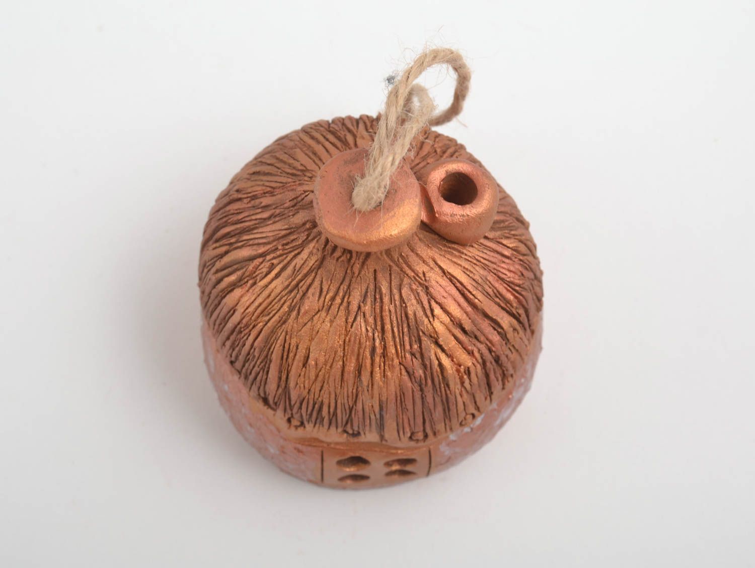 Unusual handmade ceramic figurine clay bell pottery art interior decorating photo 3