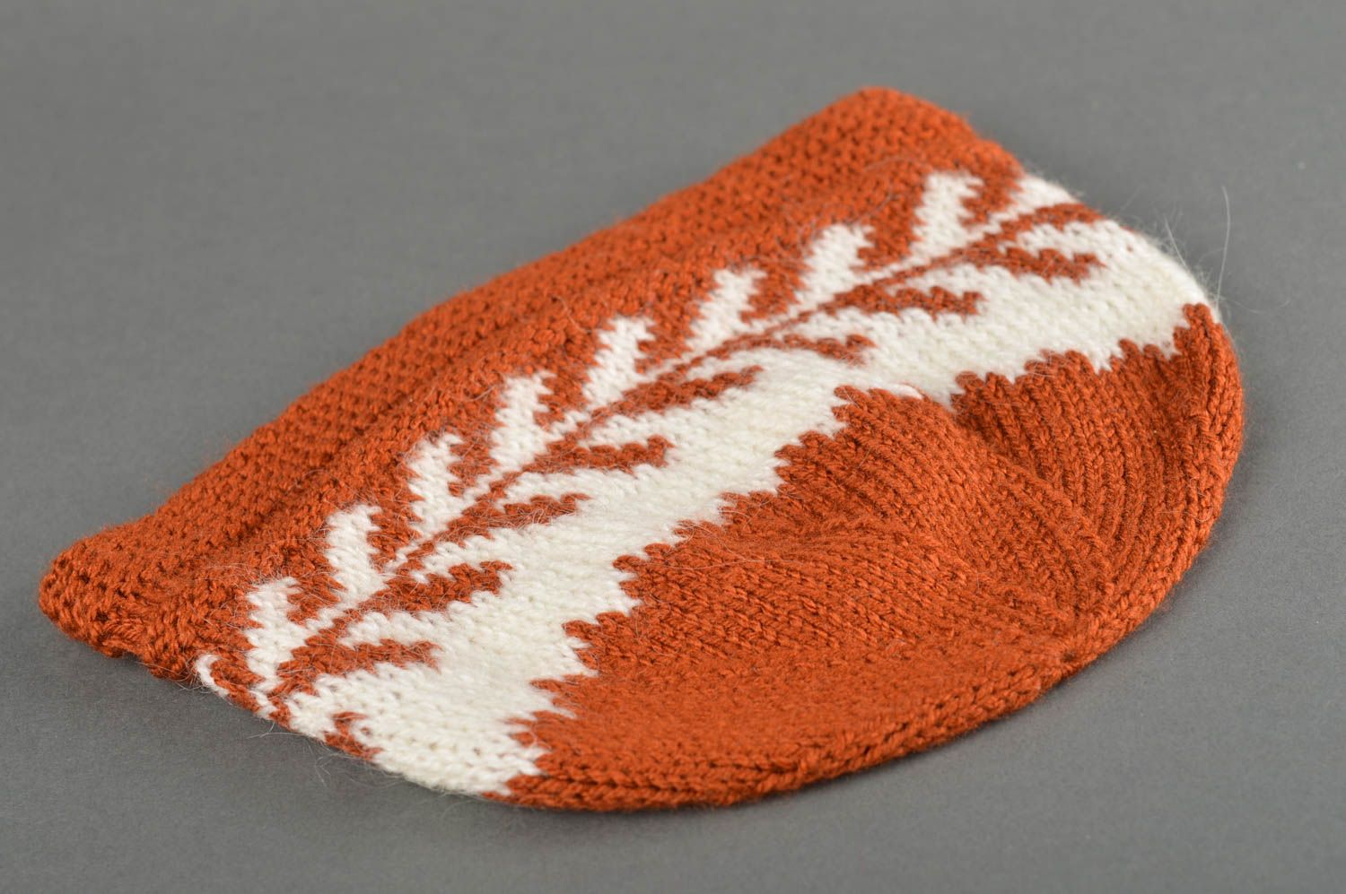 Bonnet tricot Chapeau au crochet fait main bicolore chaud Vêtement enfant photo 3