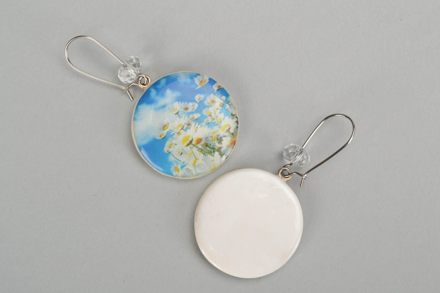 Earrings made ​​of polymer clay Celestial Daisies photo 4