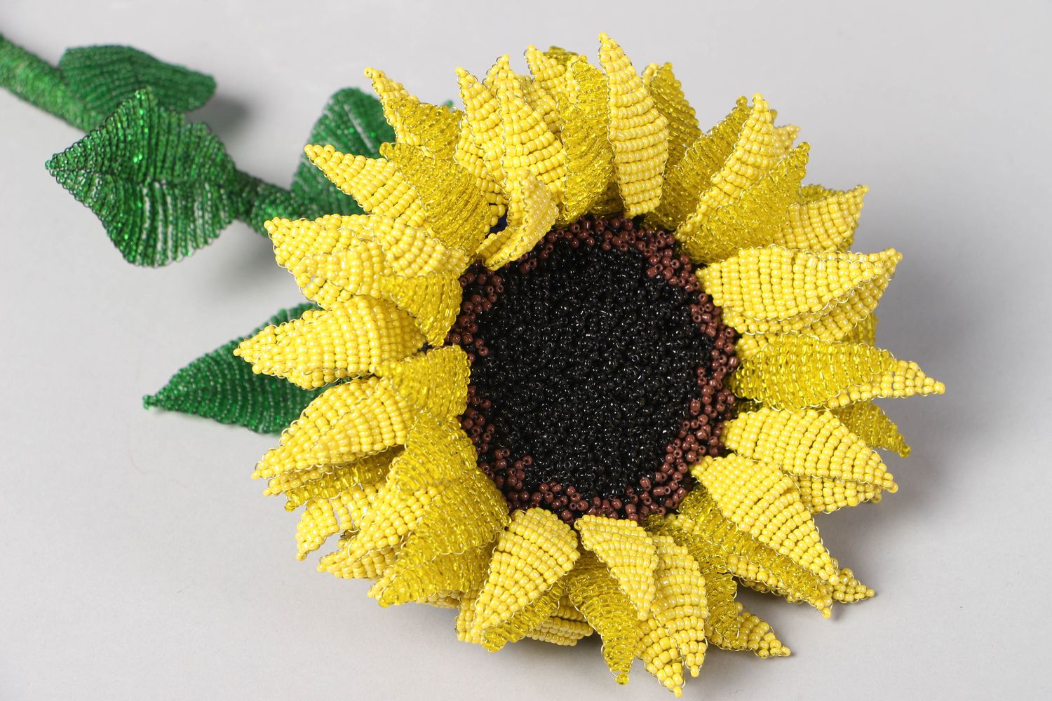 Handmade Blume aus Glasperlen Handarbeit Sonnenblume foto 2