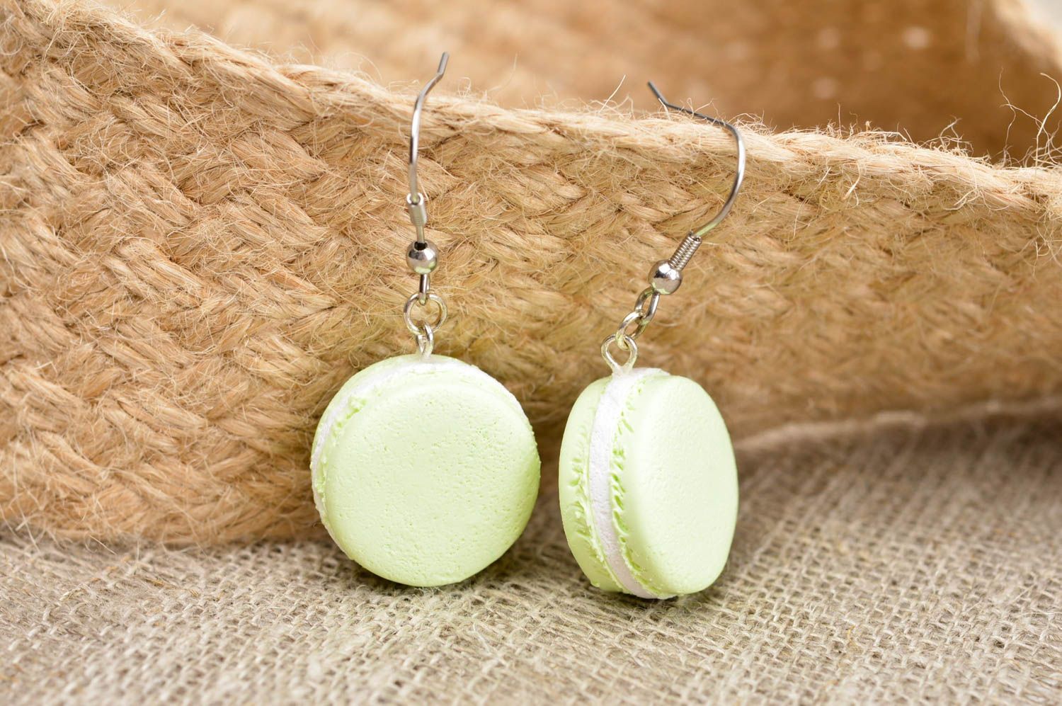 Handmade earrings designer accessory unusual jewelry clay earrings with charms photo 1
