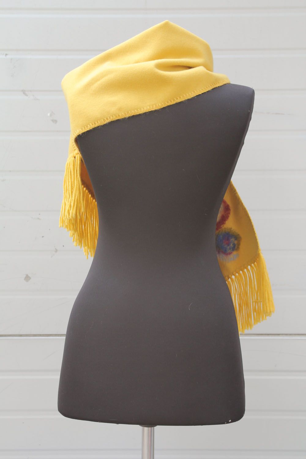 Yellow cashmere women's scarf photo 3