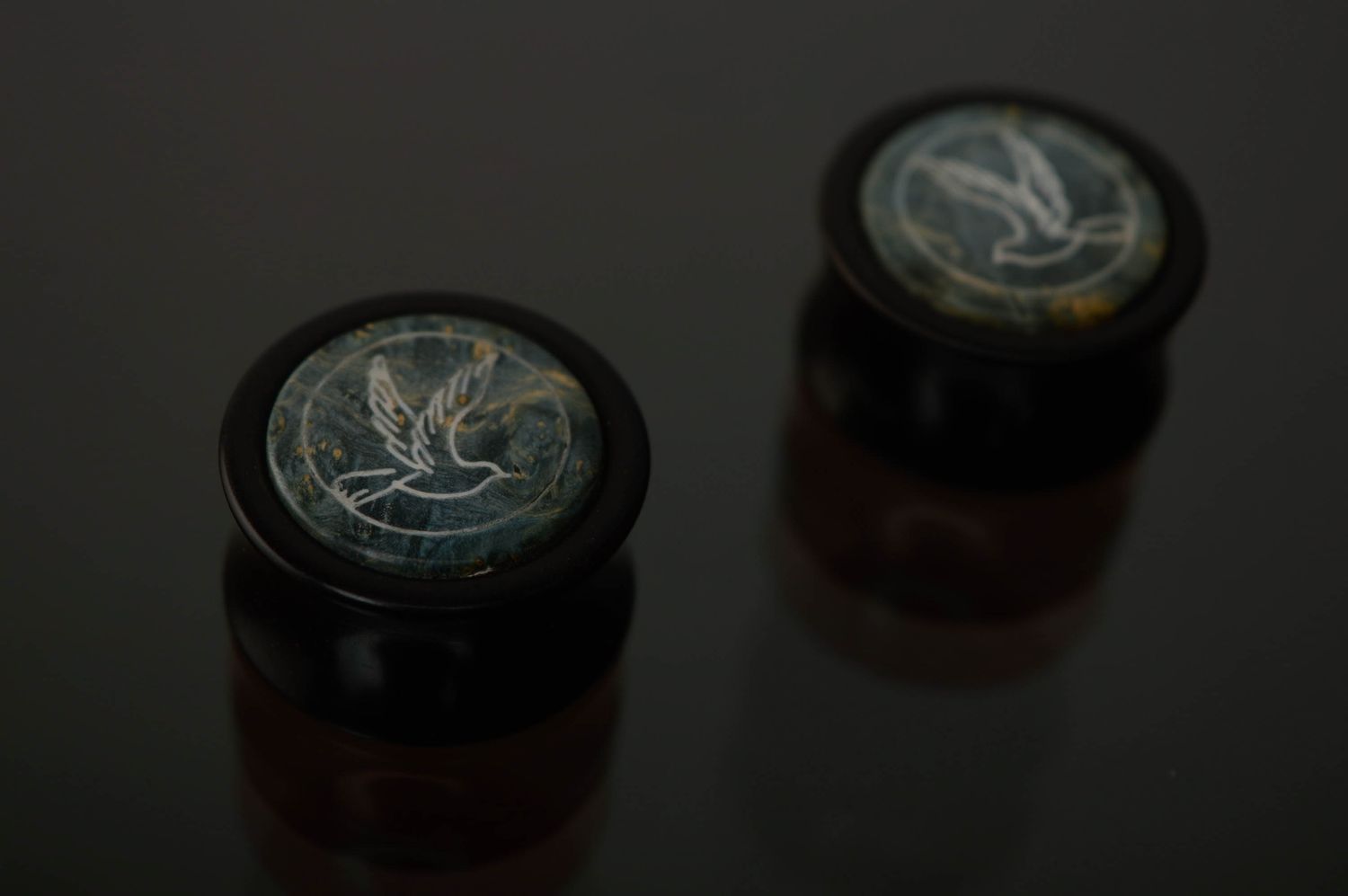 Hard rubber ear plugs with birds photo 1