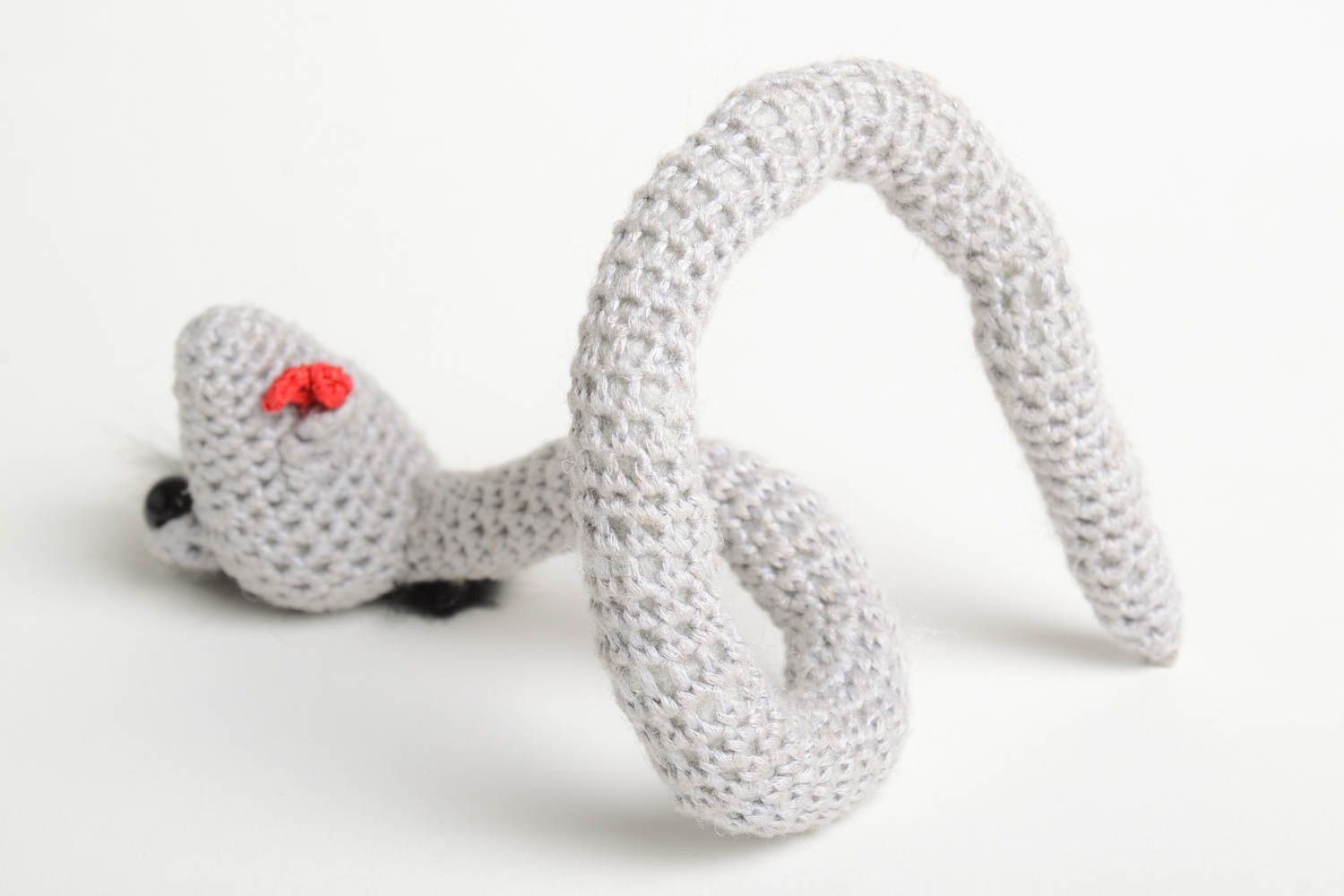 Jouet serpent gris fait main Peluche au crochet en coton amusant Cadeau enfant photo 3