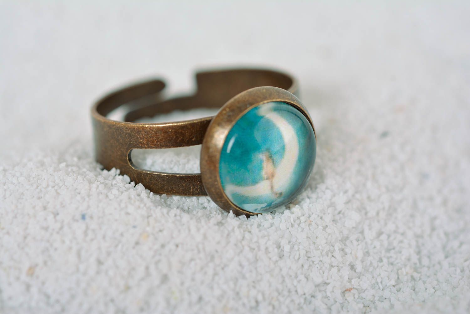 Handmade Cabochon Ring Schmuck aus Metall Accessoire für Frauen modisch foto 1