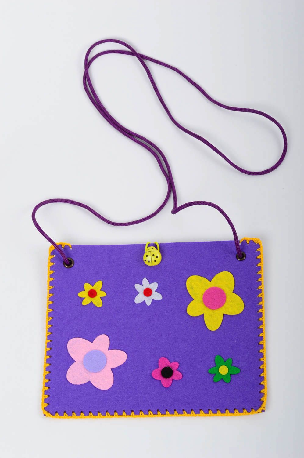 Сумка ручной работы сумка из фетра фиолетовая сумка для детей с цветочками фото 1