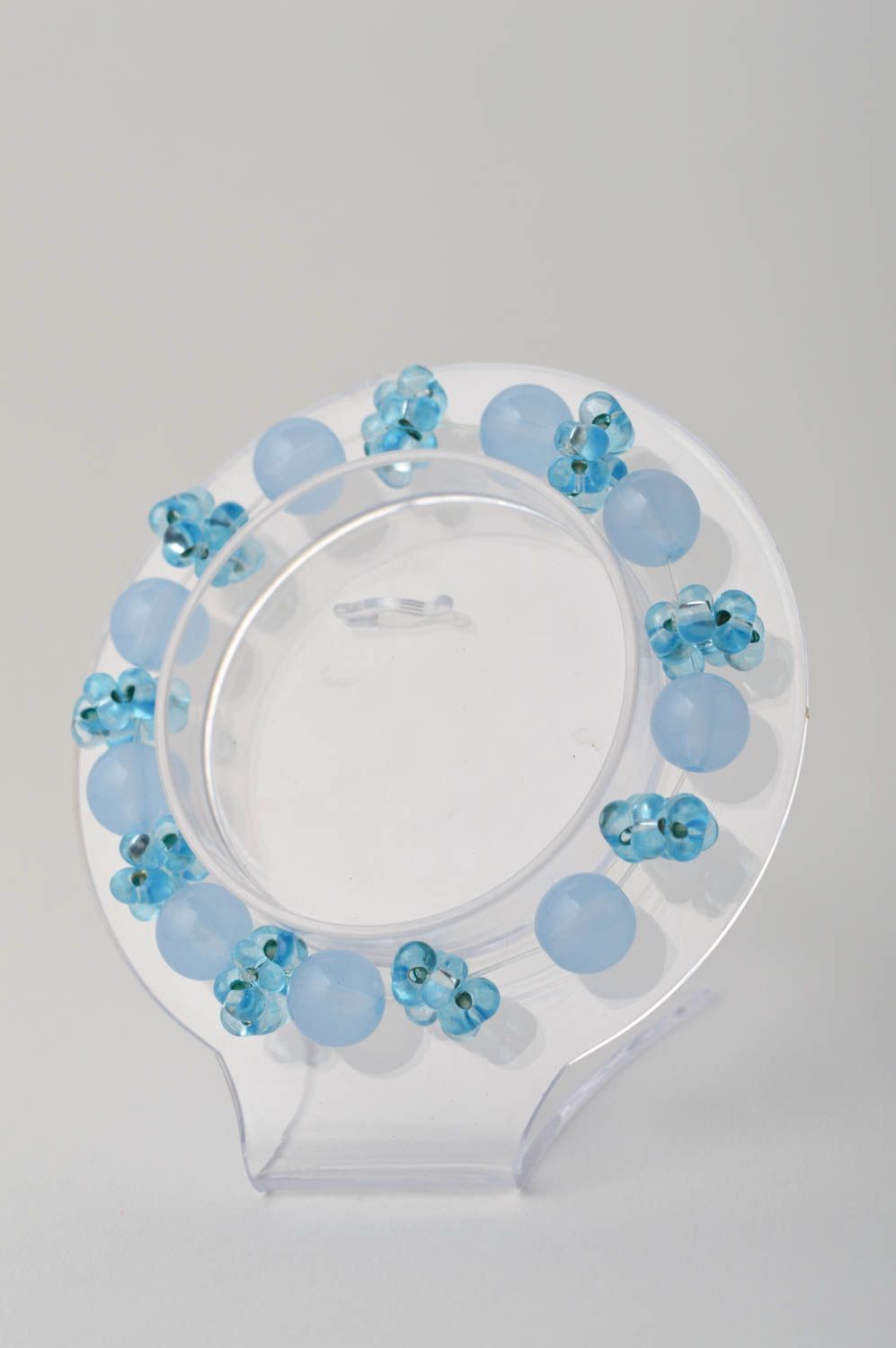Modeschmuck Armband Kinder Accessoire Perlen Armband handmade in Blau auffallend foto 3