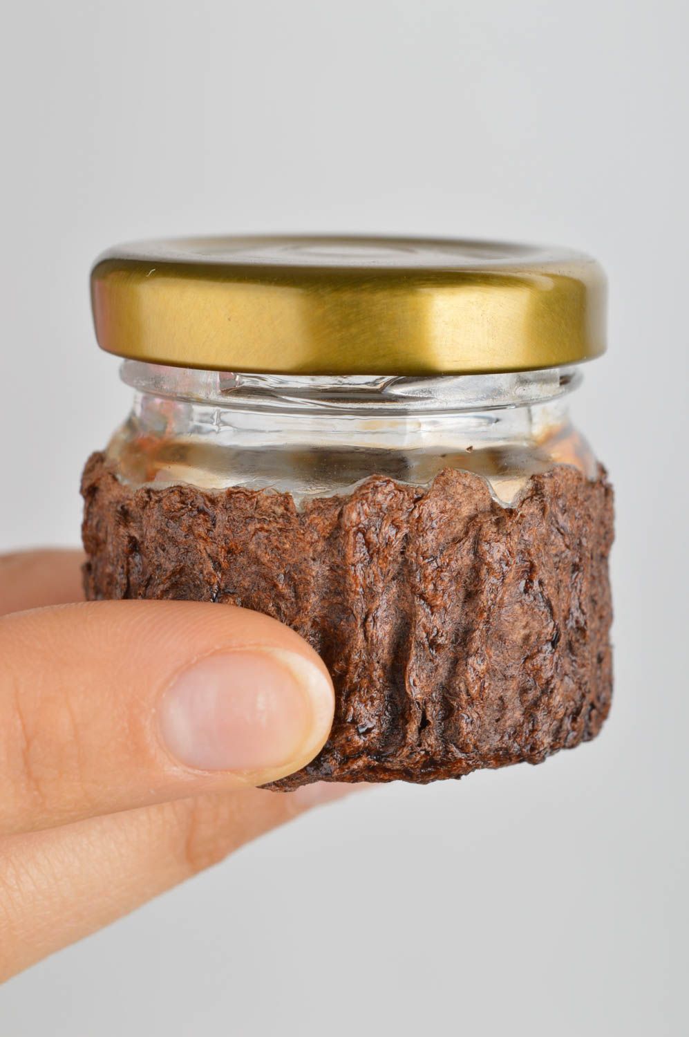 2 oz glass jar with lid covered with cellulose brown layer 0,13 lb photo 3