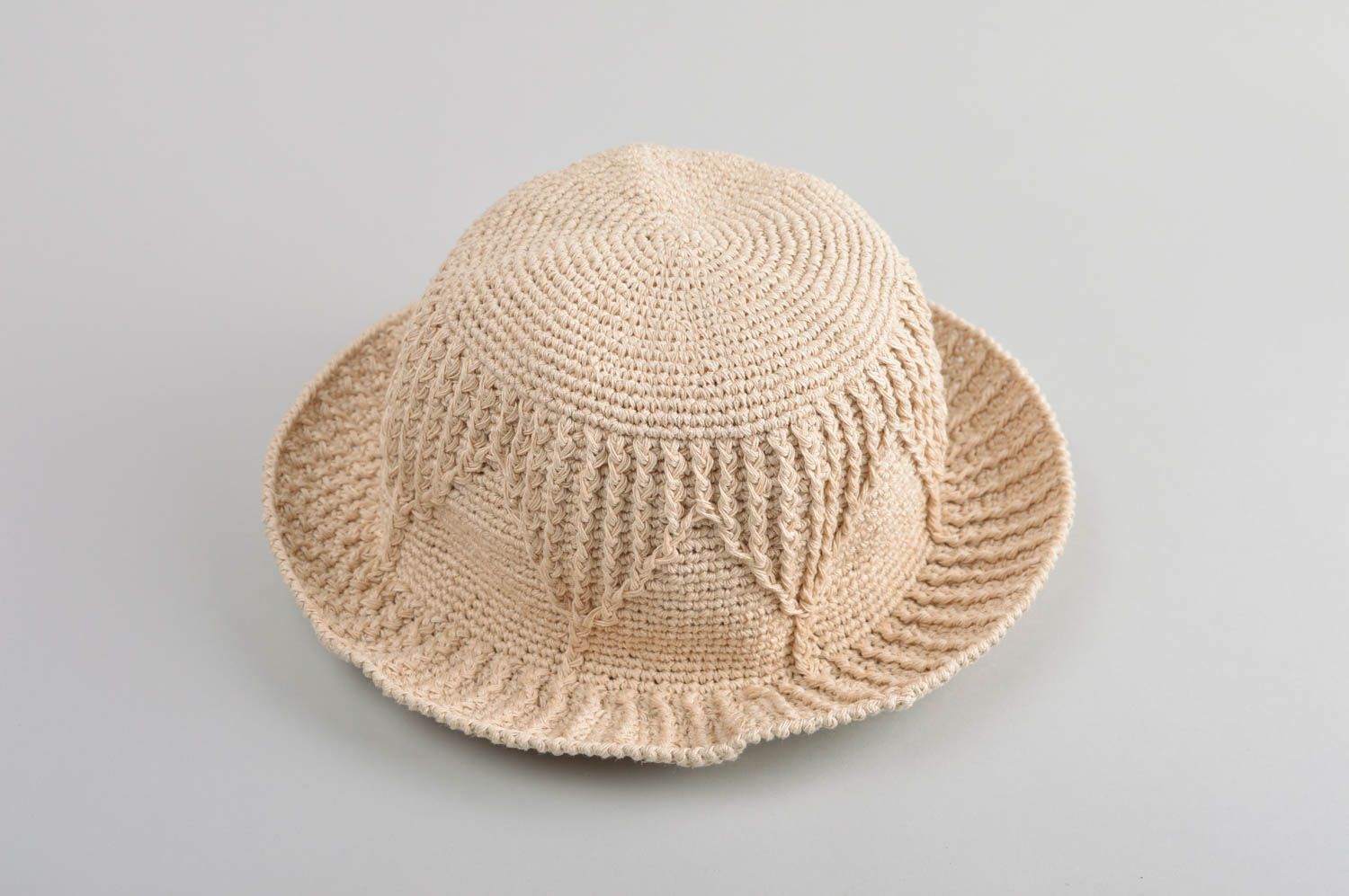 Головной убор ручной работы вязаная шляпа из льна женская шляпа белая теплая фото 3
