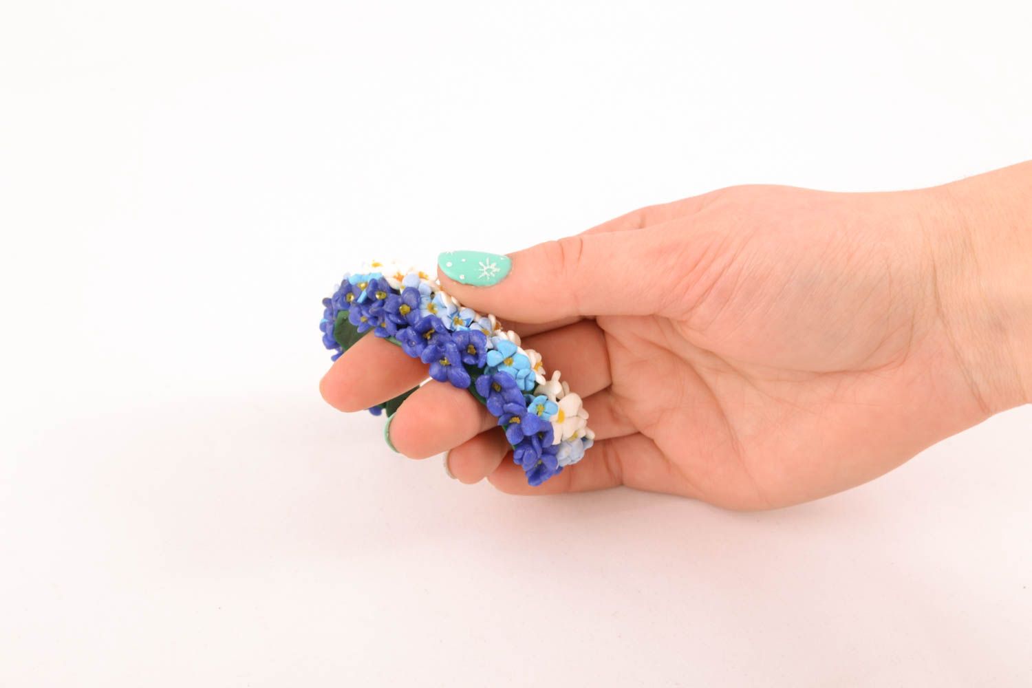 Polymer clay bracelet with flowers photo 4