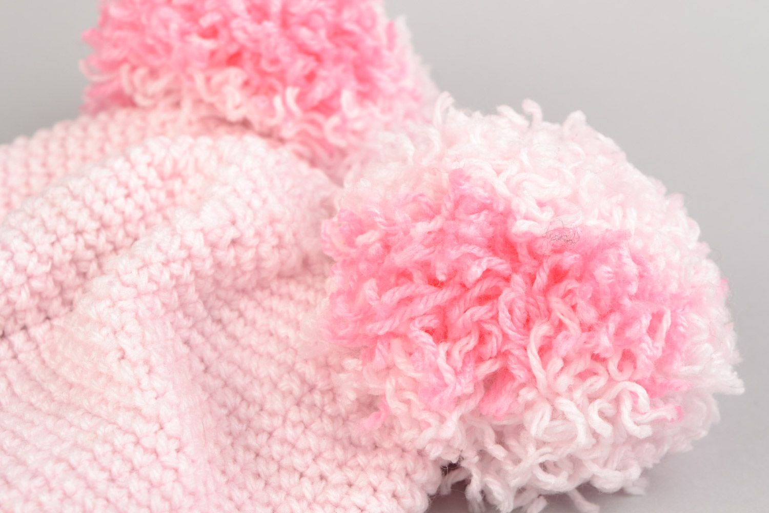 Bonnet rose pour bébé en forme d'ourson au crochet fils acryliques fait main photo 5