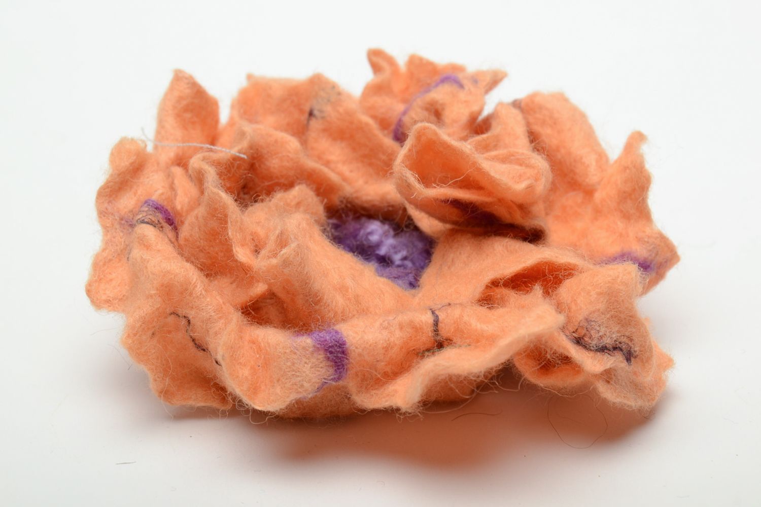 Wool felted brooch in the shape of magnificent flower photo 3