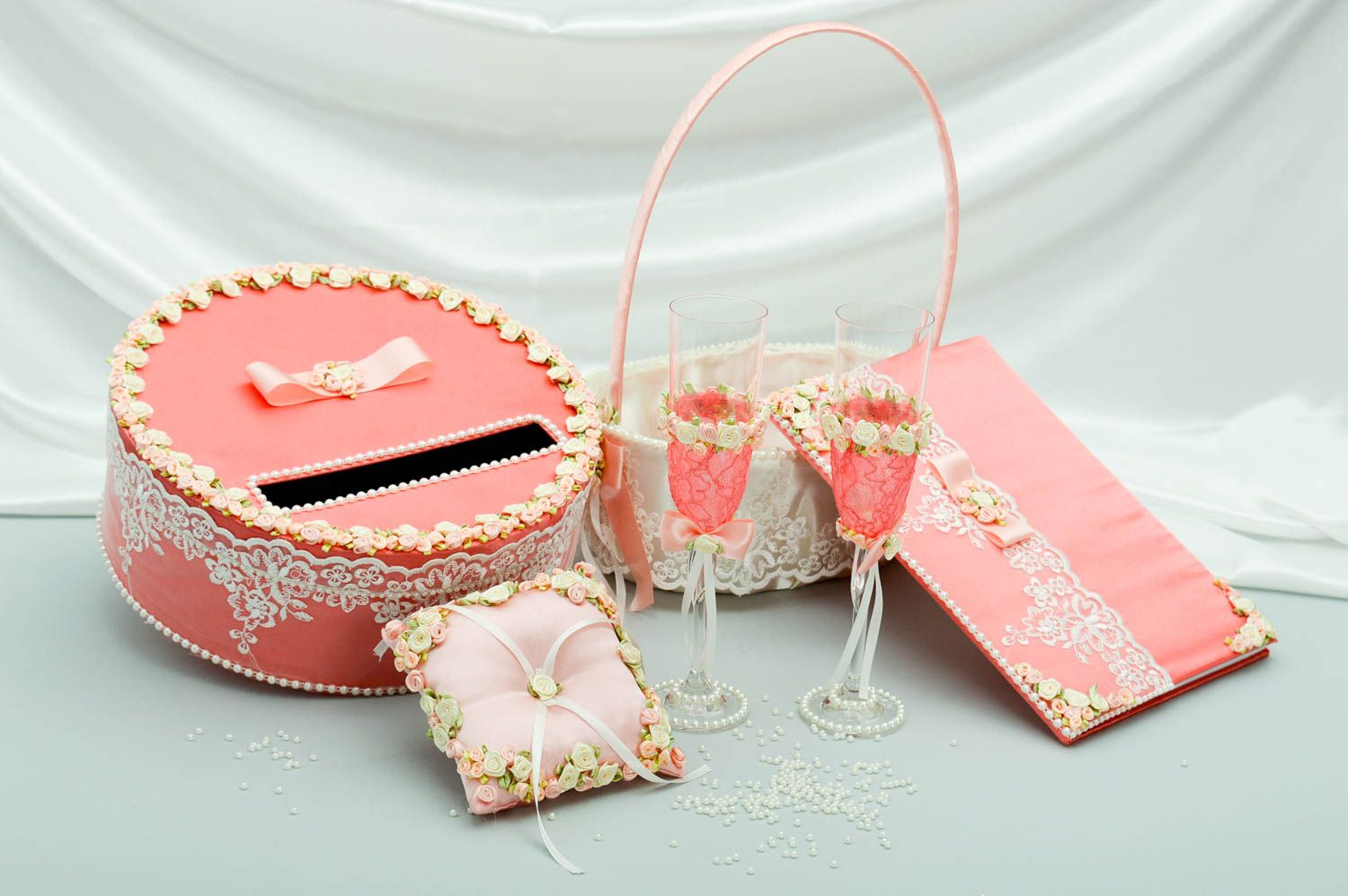 Accesorios para boda artesanales rosados elementos decorativos regalo originale foto 1