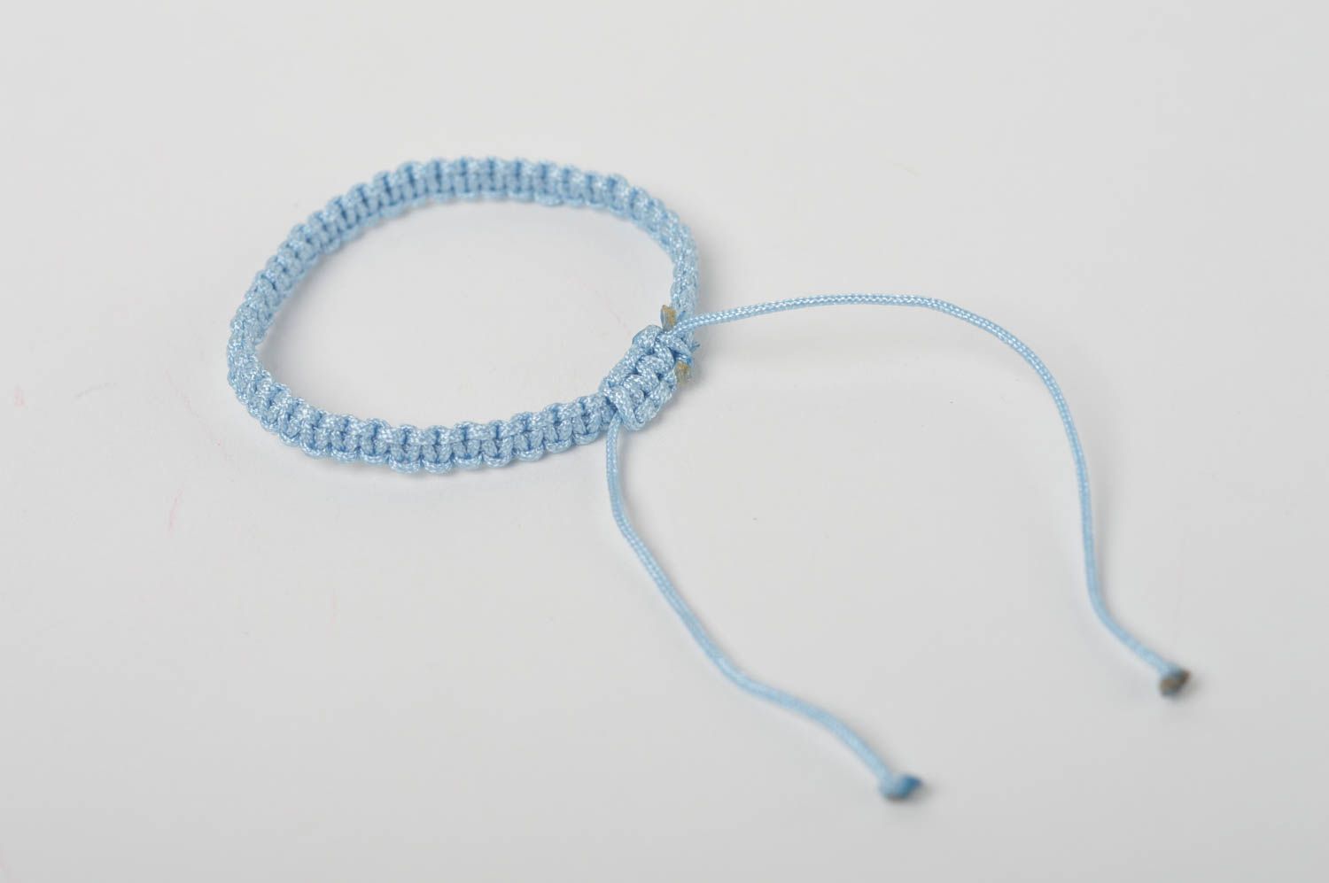 Bracelet tressé en lacets cirés Bijou fait main bleu fin original Cadeau enfant photo 5