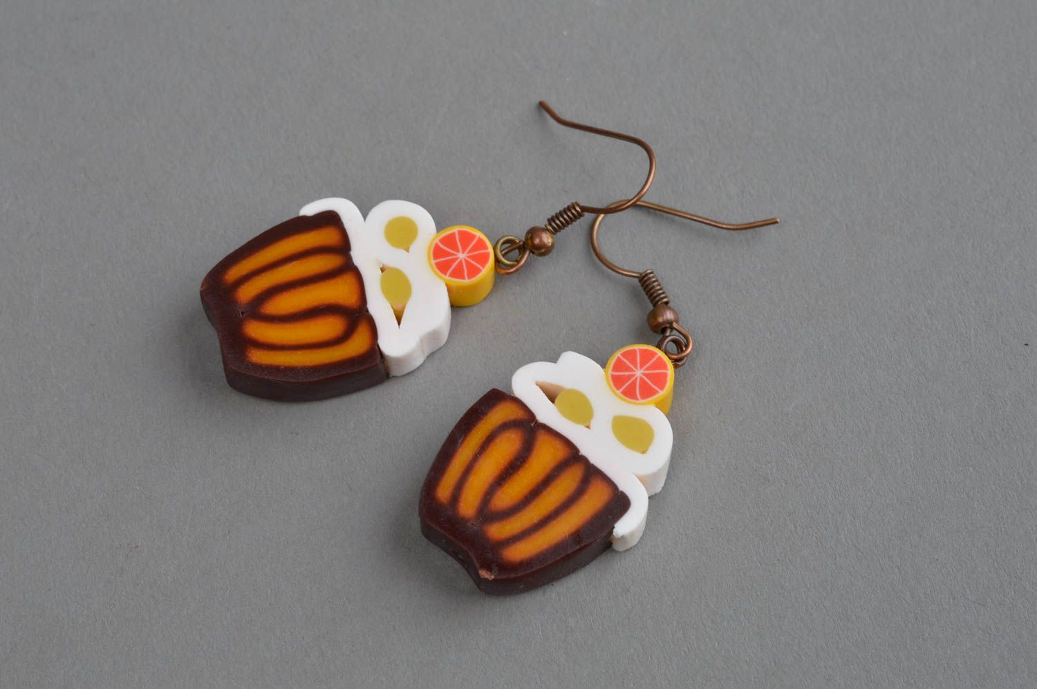 Handmade designer earrings accessories made of polymer clay summer jewelry photo 3