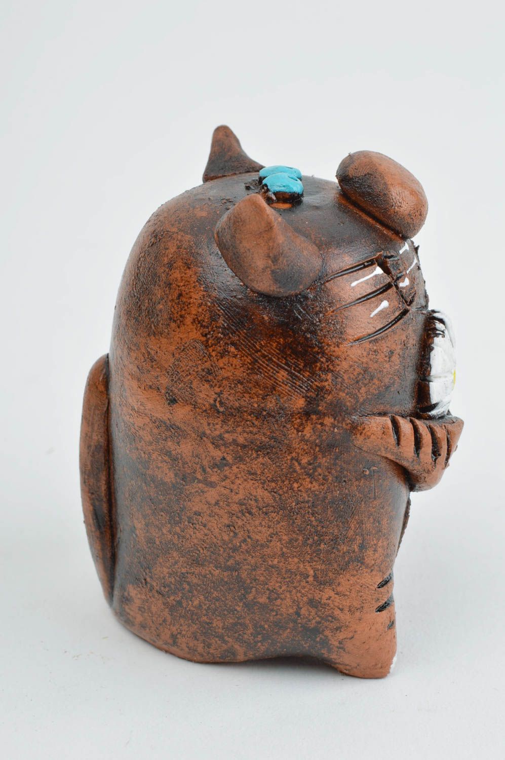 Фигурка из глины ручной работы статуэтка животного статуэтка для декора кот фото 4
