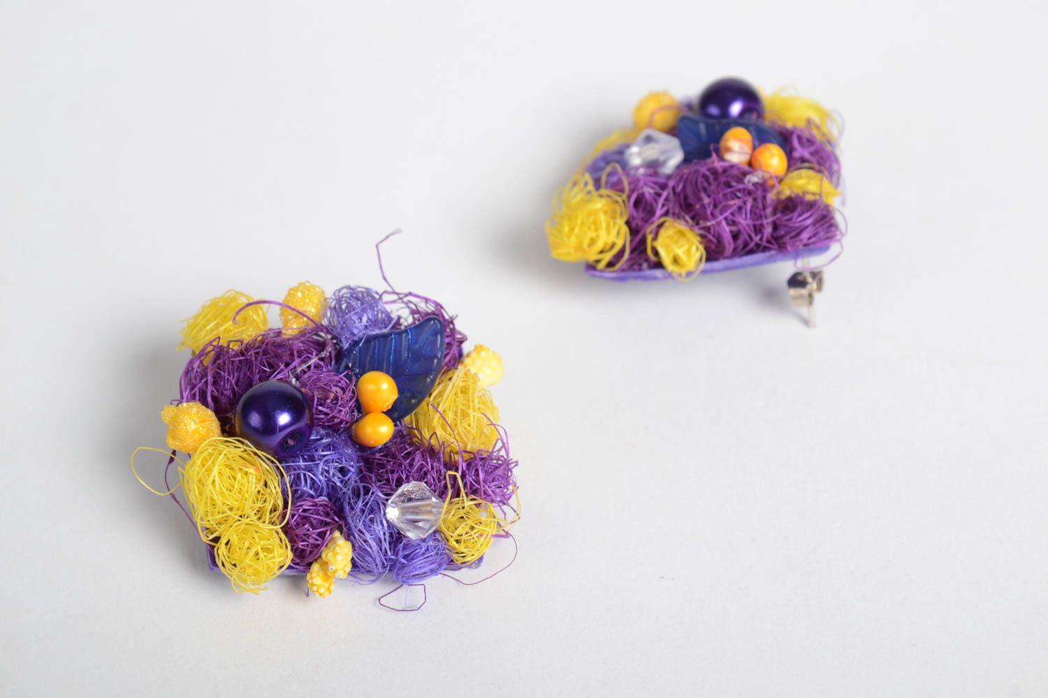 Модные серьги украшение ручной работы серьги с подвесками из пластики фиолетовые фото 2