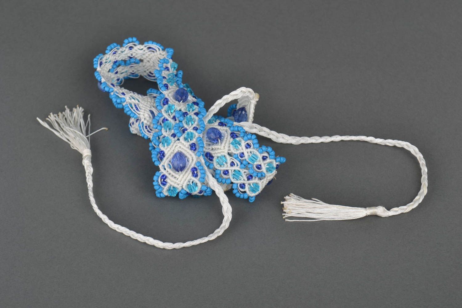 Handmade Damen Gürtel in Blau Accessoire für Frauen geflochtener Gürtel schön foto 2