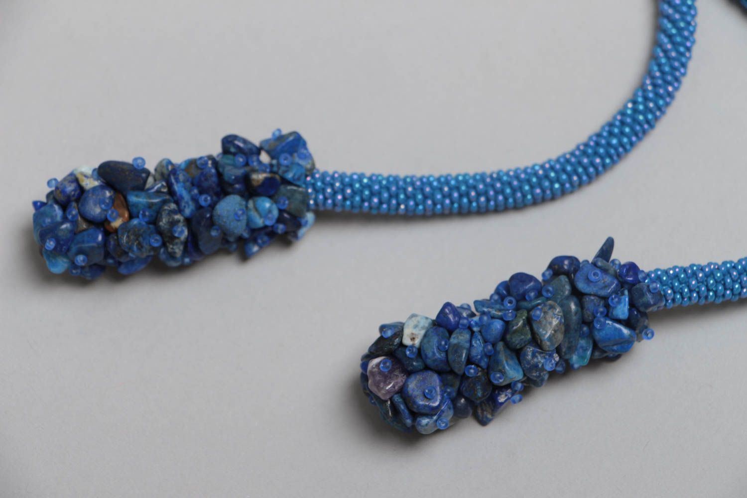 Blaue geflochtene Litze aus Glasperlen für Frauen schön Künstler Handarbeit foto 4