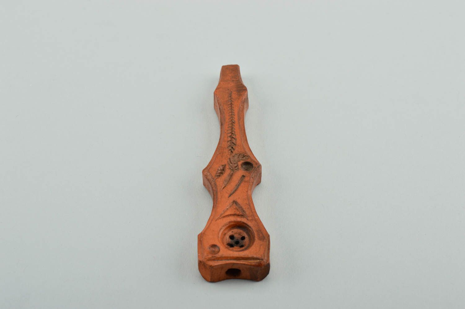 Pipe en argile faite main Accessoire fumeur marron design Cadeau pour homme photo 4