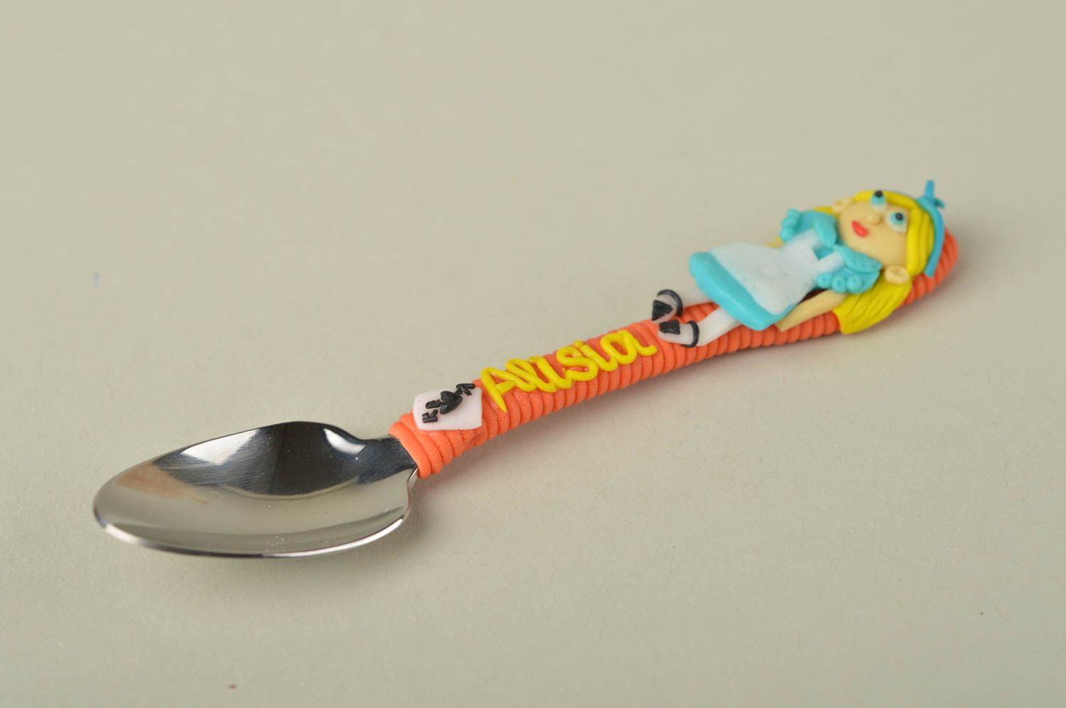 Handmade tableware teaspoon with plastic doll decorative spoon steel spoon photo 2