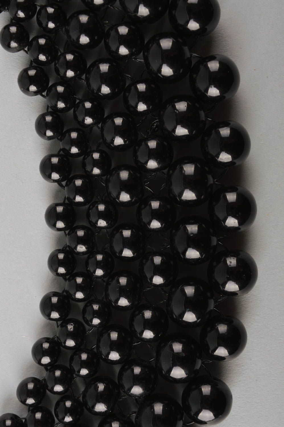 Collier noir Bijou fait main en fausses perles de soirée Cadeau femme original photo 3