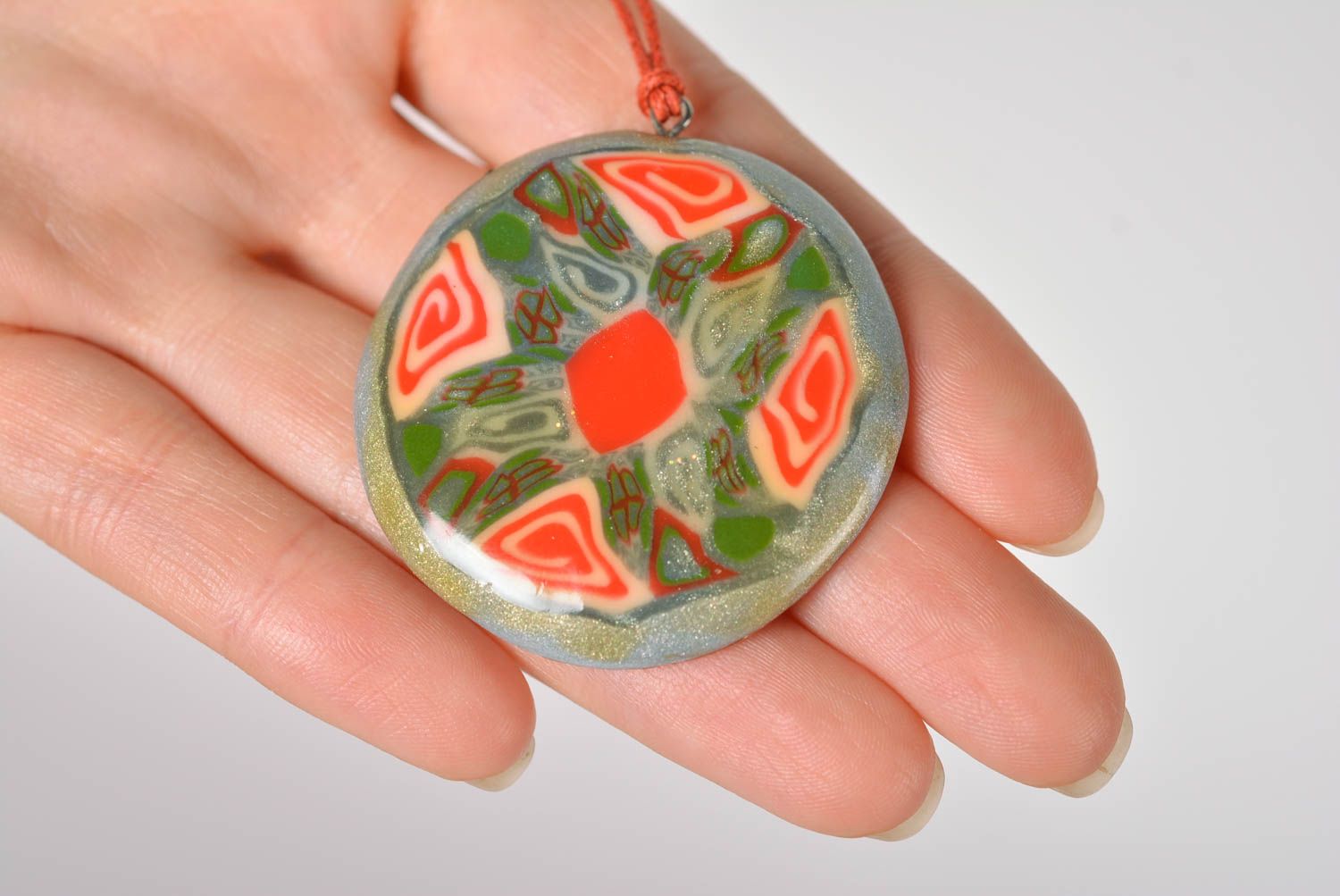 Designer necklace handcrafted jewelry pendant necklace polymer clay gift ideas photo 3