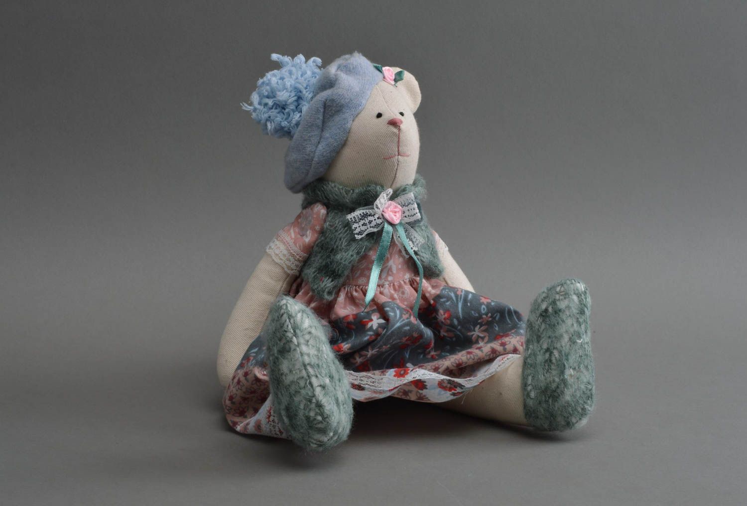 Peluche ours Jouet pour enfant fait main Cadeau original en coton belle photo 4