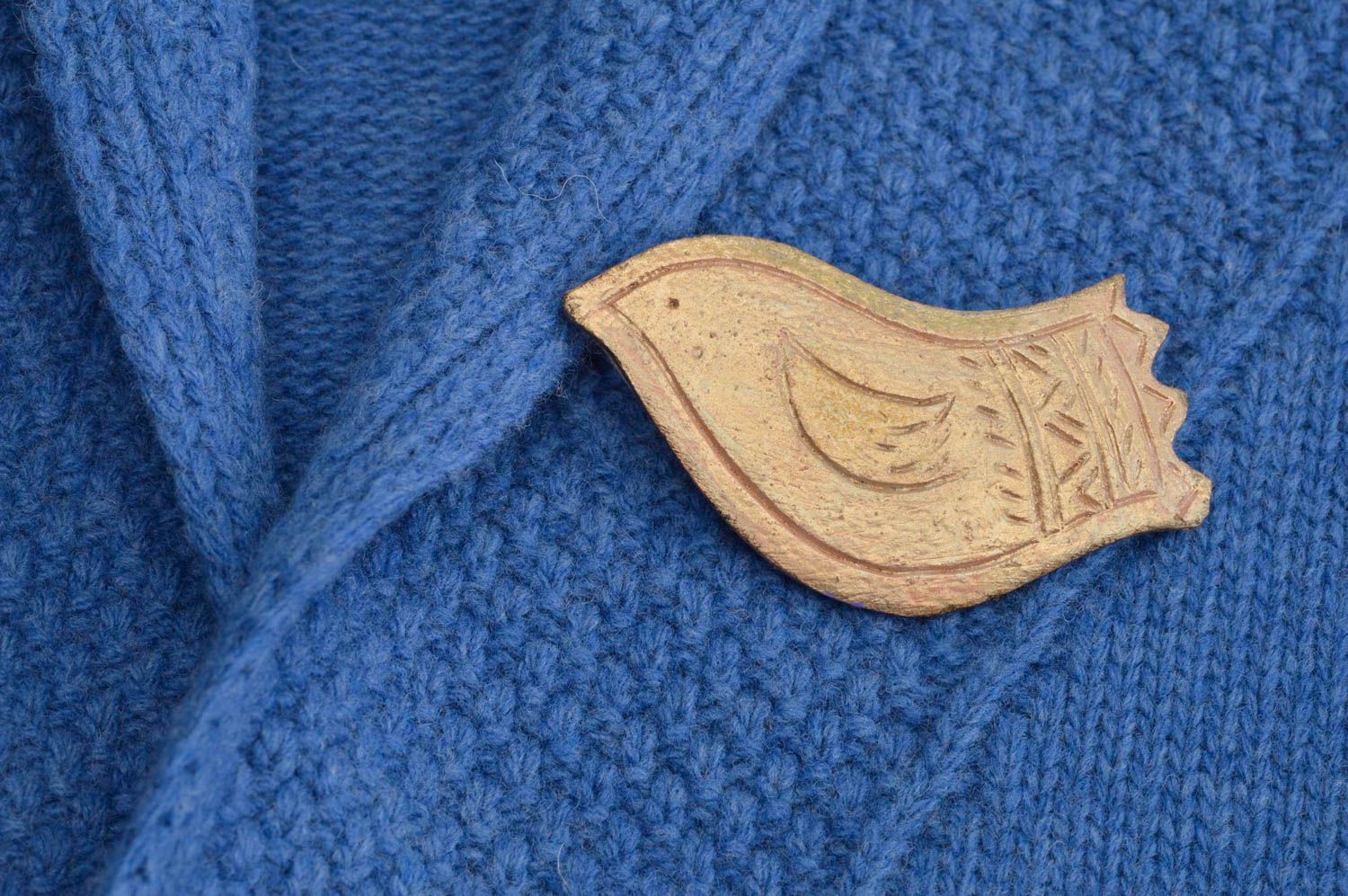 Broche originale fait main Bijou céramique oiseau Accessoire pour femme  photo 1