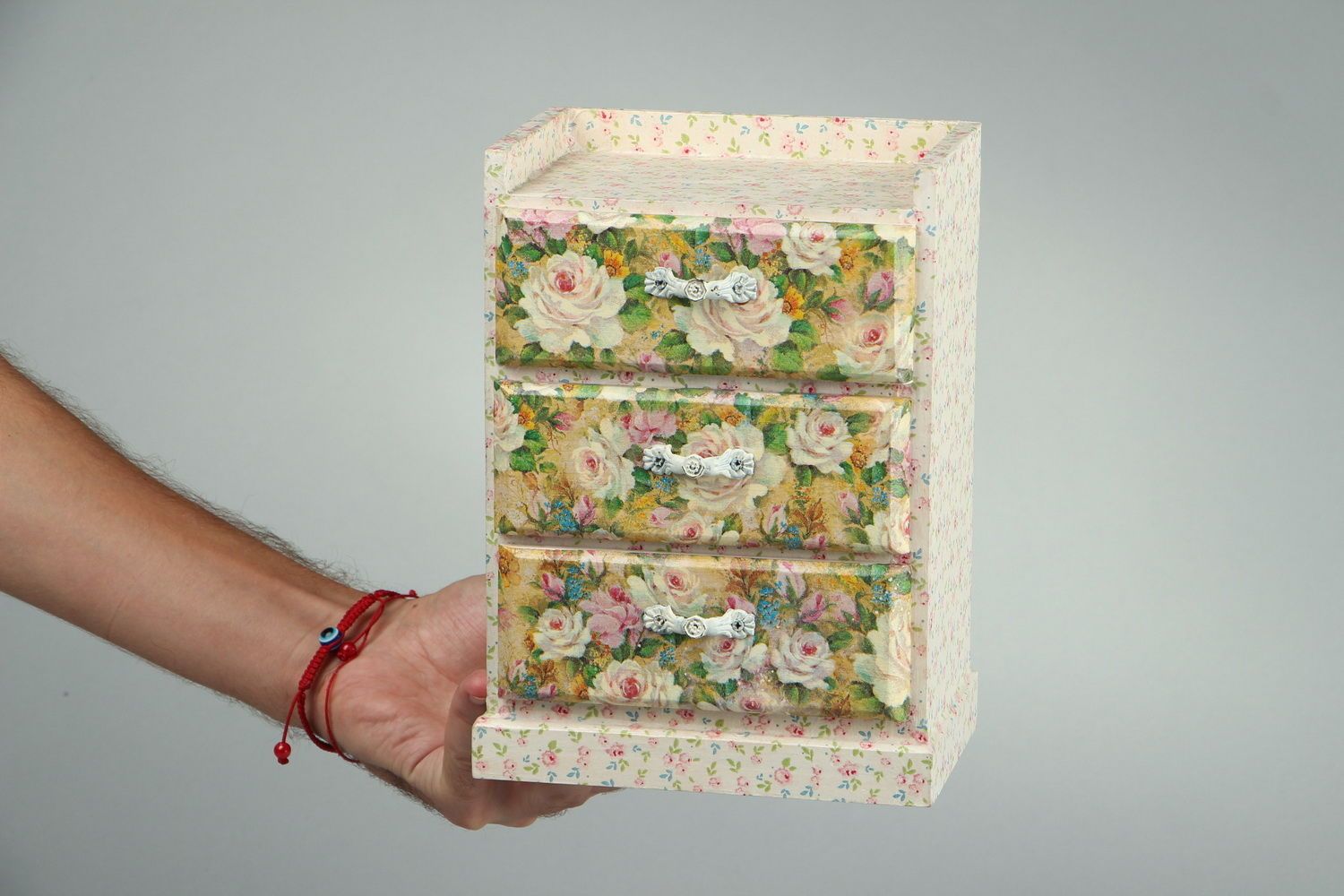 Caja de joyas de madera minicajonera de 3 cajones
 foto 5