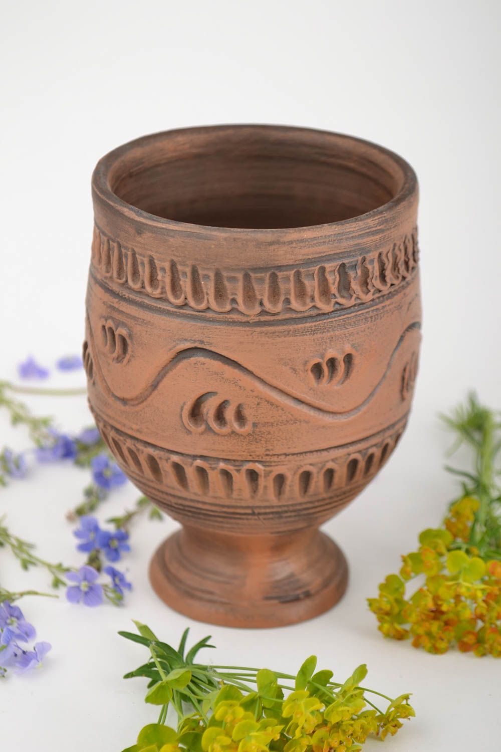 Beautiful handmade designer ceramic goblet 200 ml unusual gift photo 1