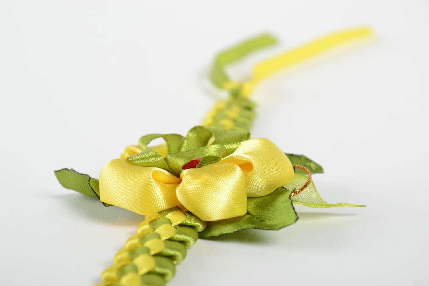 Bracelet de mariage Boutonnière faite main vert-jaune Accessoire de mariage photo 5