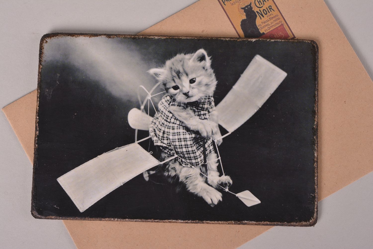Открытка ручной работы кот необычный подарок поздравительная открытка котенок  фото 1
